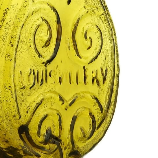 Louisville Scroll Olive Yellow Detail 1 GIX-6 Historical Flasks